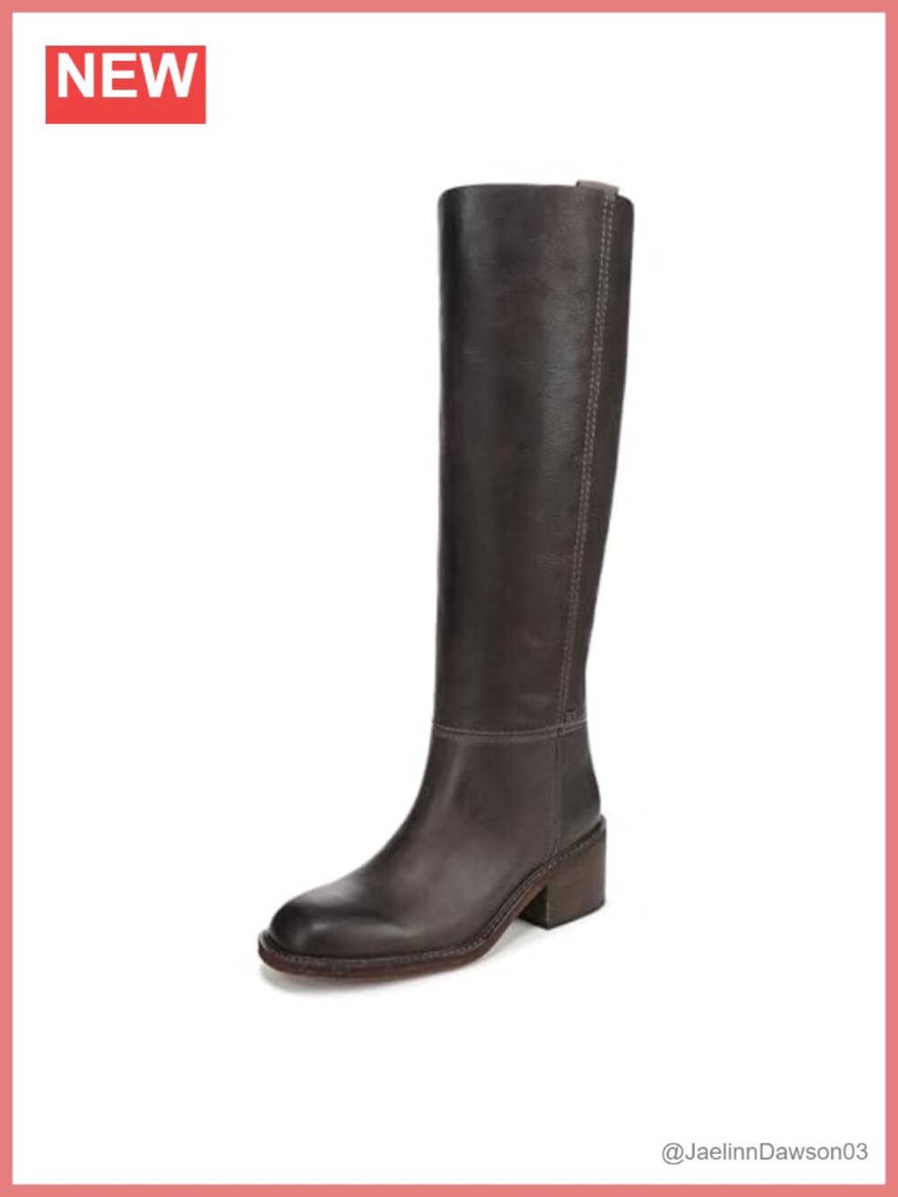 Leather Mid-Calf Boots Round Toe Block Heel Side Zip 2.2